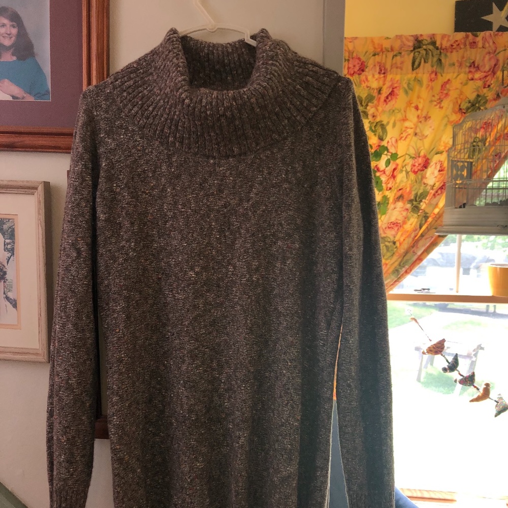 Tan Multicolor Woven turtleneck sweater